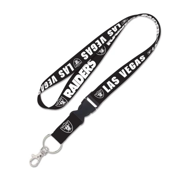 Lanyard Blackout des Raiders de Las Vegas avec boucle détachable 1".